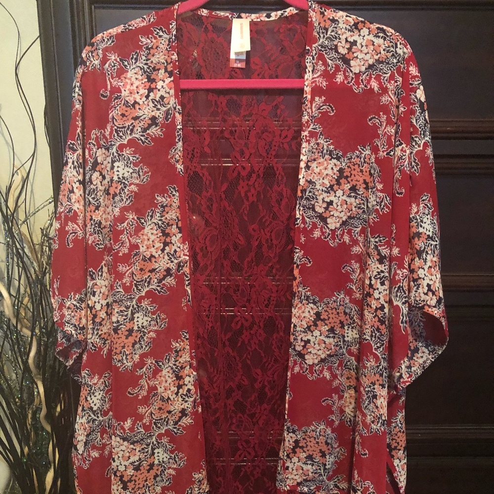 Red and blue lace cover up